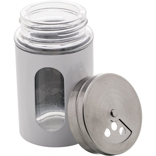 Porta Condimentos 80ml Branco De Vidro e Inox Com Tampa Dosadora